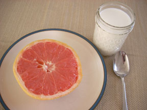 Half a grapefruit and a cup of milk.