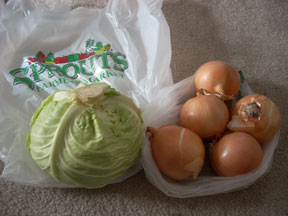Cabbage and onions.