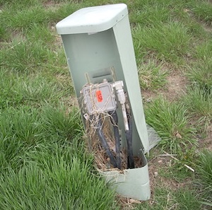 Exposed wires on Westminster open space.