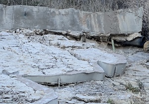 Support walls and the water retention wall at Dinosaur Ridge are failing.