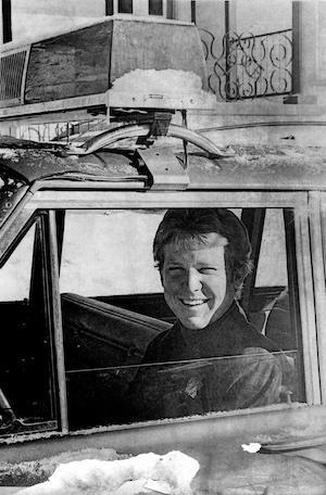 Bill Masters in a patrol car while working for the marshall's office, 1975.