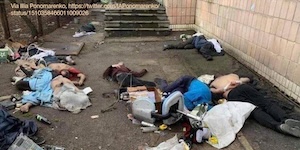 Ukranians murdered by Russians and left in the street.